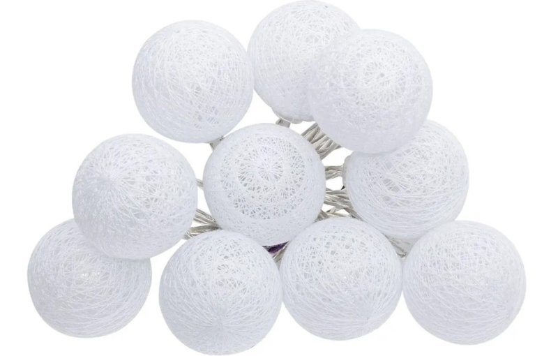 LED lichtsnoer 10 bollen Ø6cm wit 1,